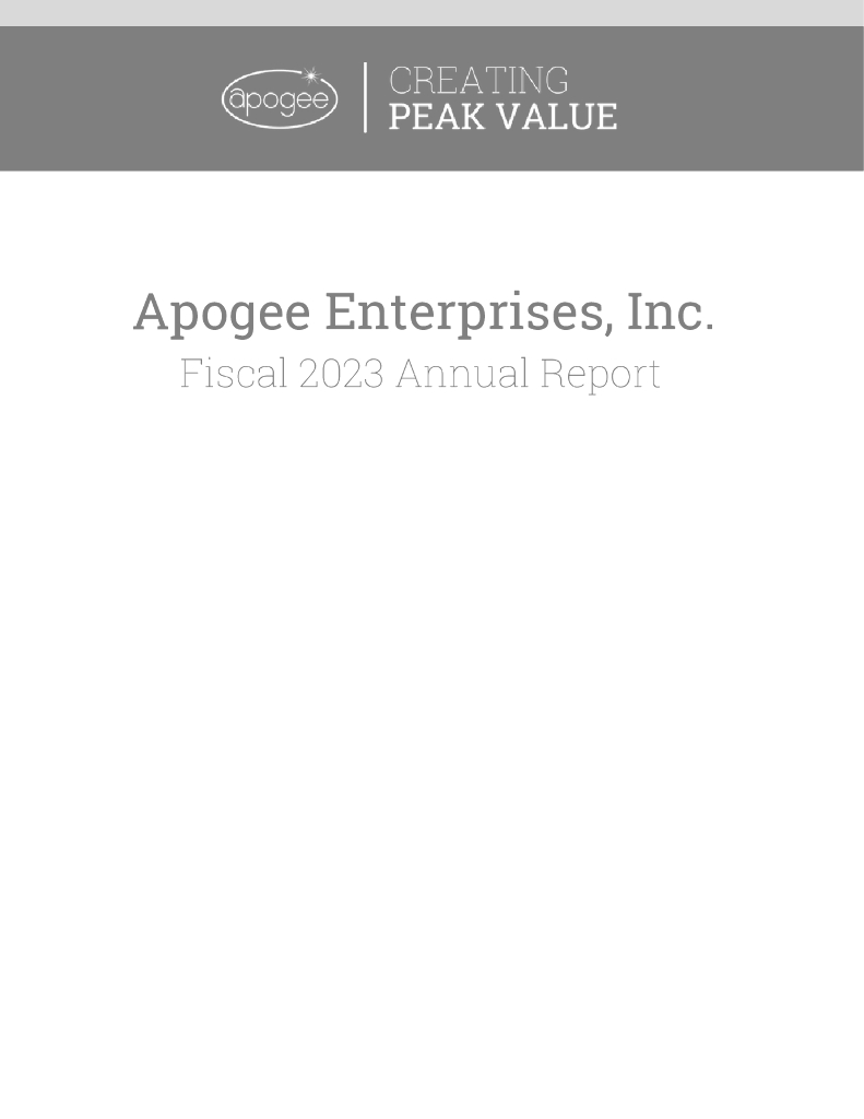 Apogee Enterprises, Inc.（APOG）2023财年年度报告（英文版）