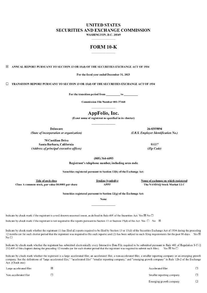 AppFolio, Inc.（APPF）2023财年年度报告（英文版）