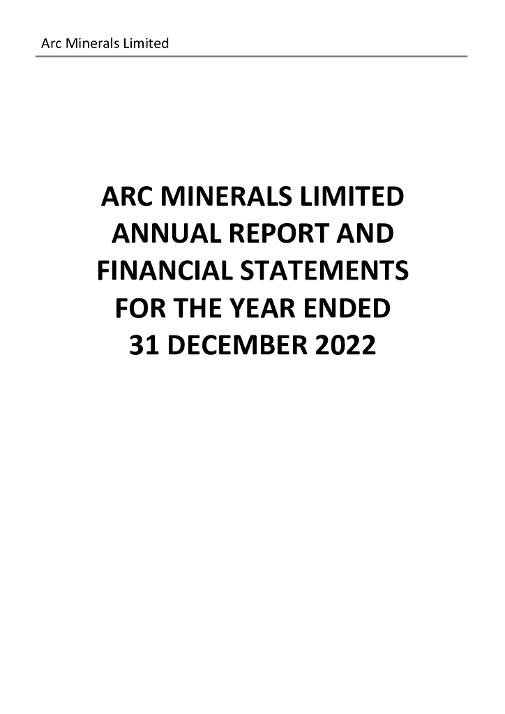 Arc Minerals Limited（ARCM）2022财年年度报告（英文版）