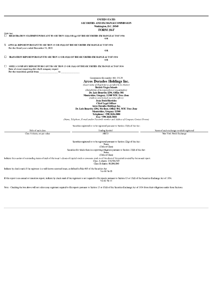 Arcos Dorados Holdings Inc.（ARCO）2022财年年度报告（英文版）