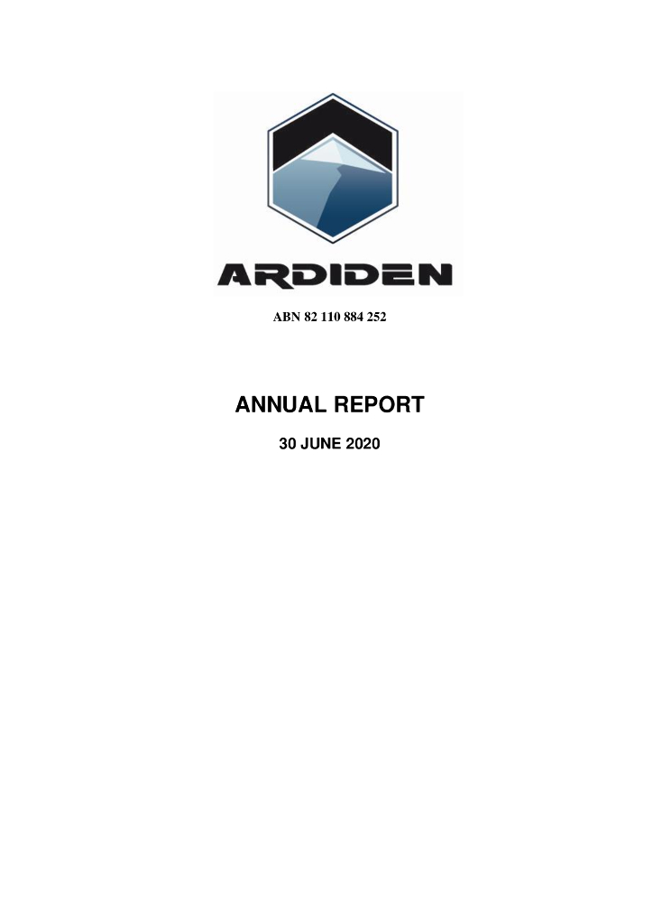 Ardiden（ADV）2020财年年度报告（英文版）
