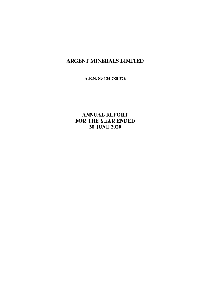 Argent Minerals（ARD）2020财年年度报告（英文版）