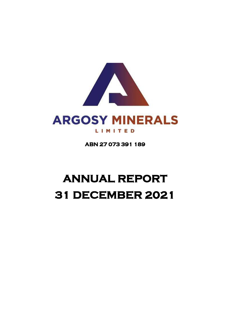 Argosy Minerals（AGY）2021财年年度报告（英文版）