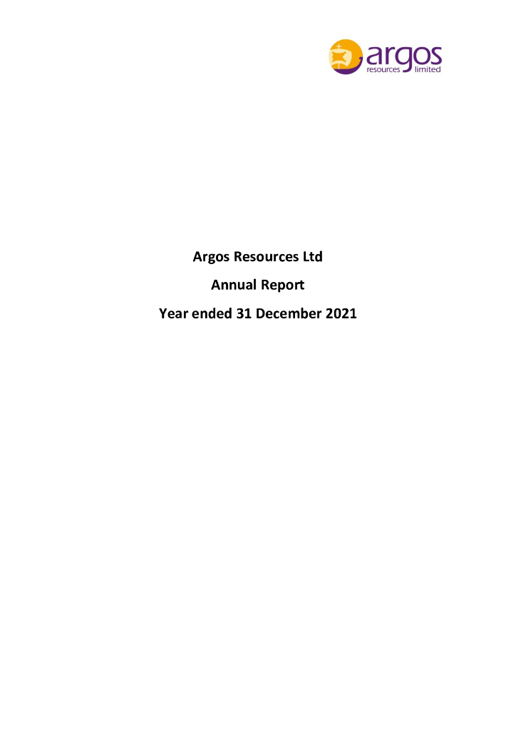 Argos Resources Limited（ARG）2021财年年度报告（英文版）