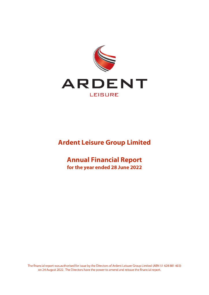 Ardent Leisure Group Limited（ALG）2022财年年度报告（英文版）
