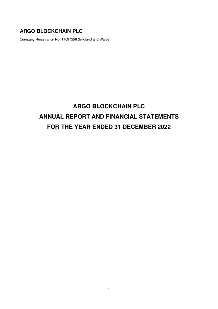 Argo Blockchain（ARB）2022财年年度报告（英文版）