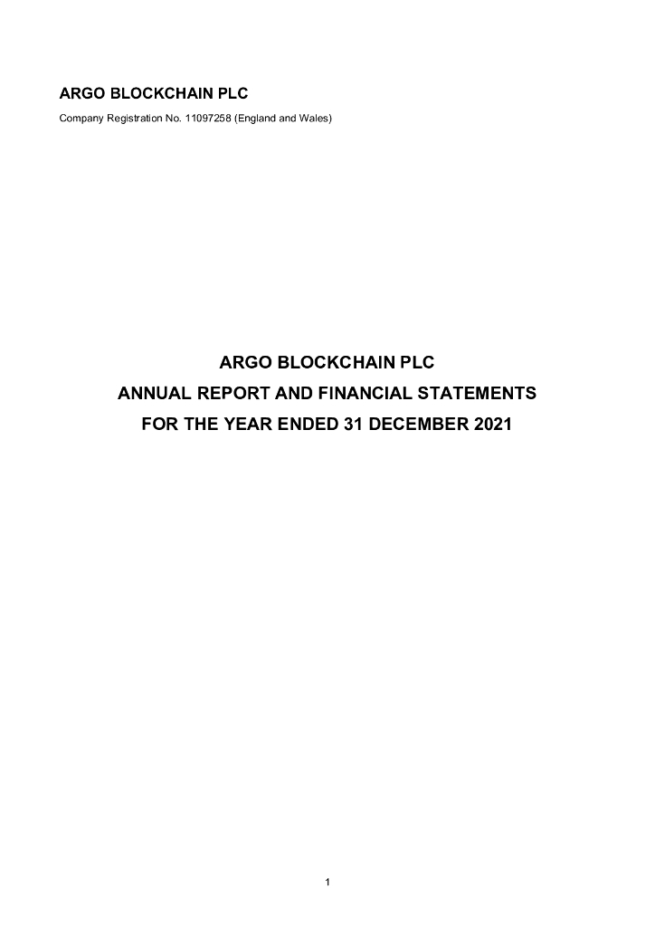 Argo Blockchain（ARB）2021财年年度报告（英文版）