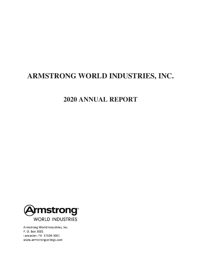 Armstrong World Industries, Inc.（AWI）2020财年年度报告（英文版）