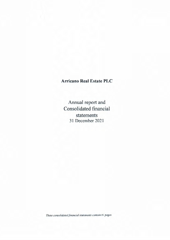 Arricano Real Estate PLC 2021财年年度报告（英文版）