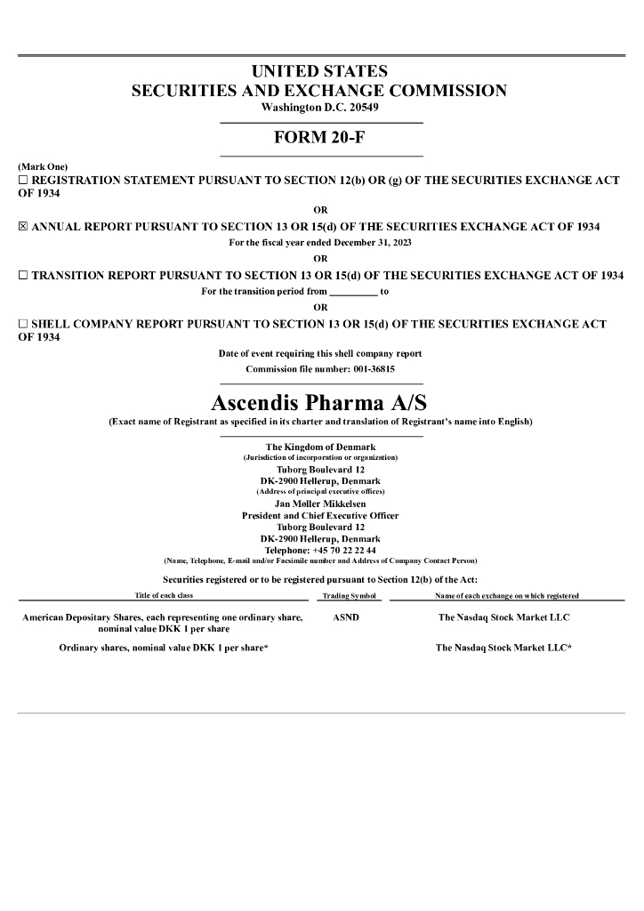 Ascendis Pharma A/S（ASND）2023财年年度报告（英文版）