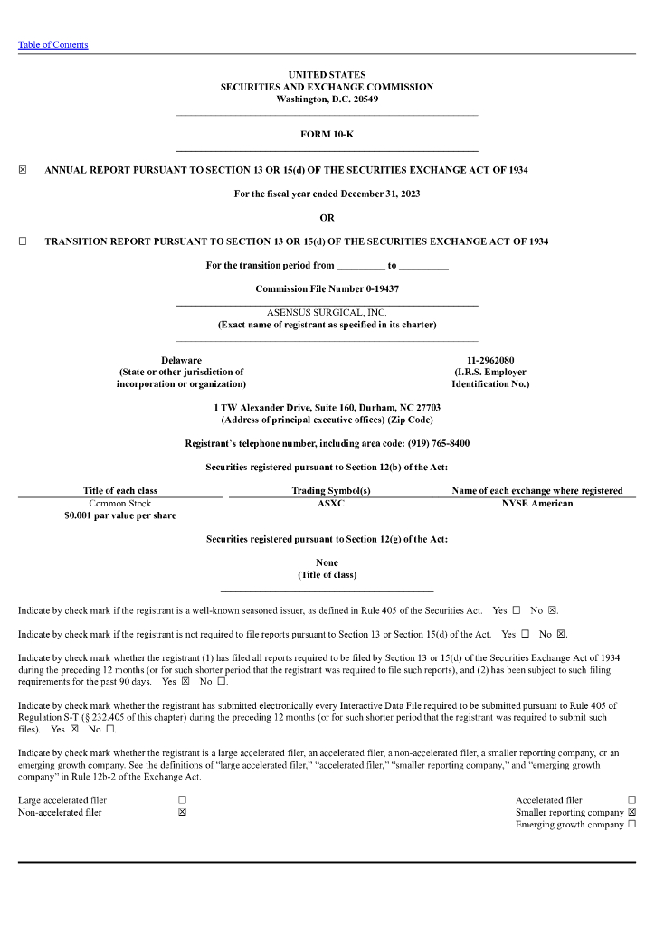 Asensus Surgical, Inc.（ASXC）2023财年年度报告（英文版）