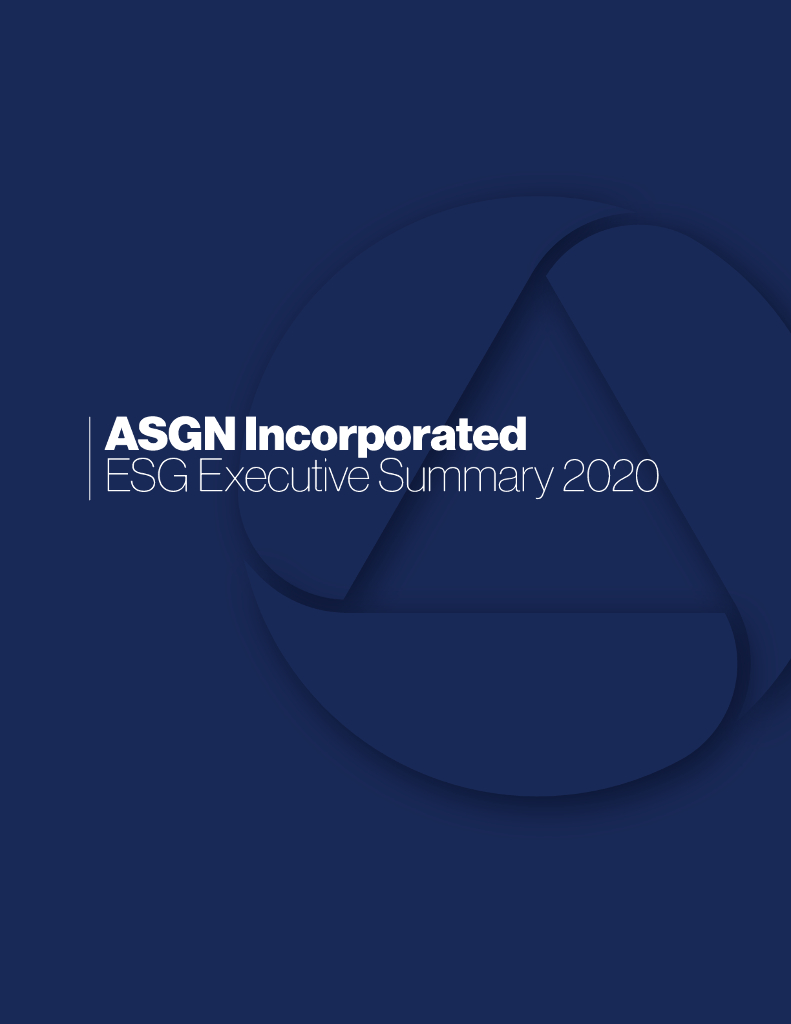 ASGN Incorporated（ASGN）2020年ESG报告（英文版）