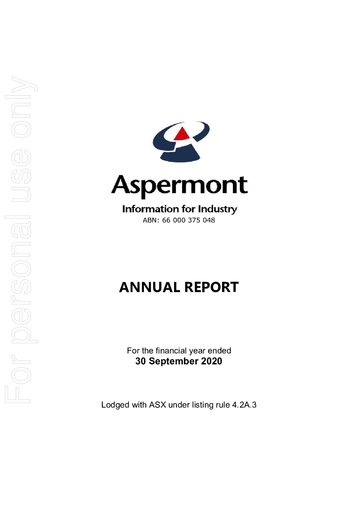 Aspermont（ASP）2020财年年度报告（英文版）