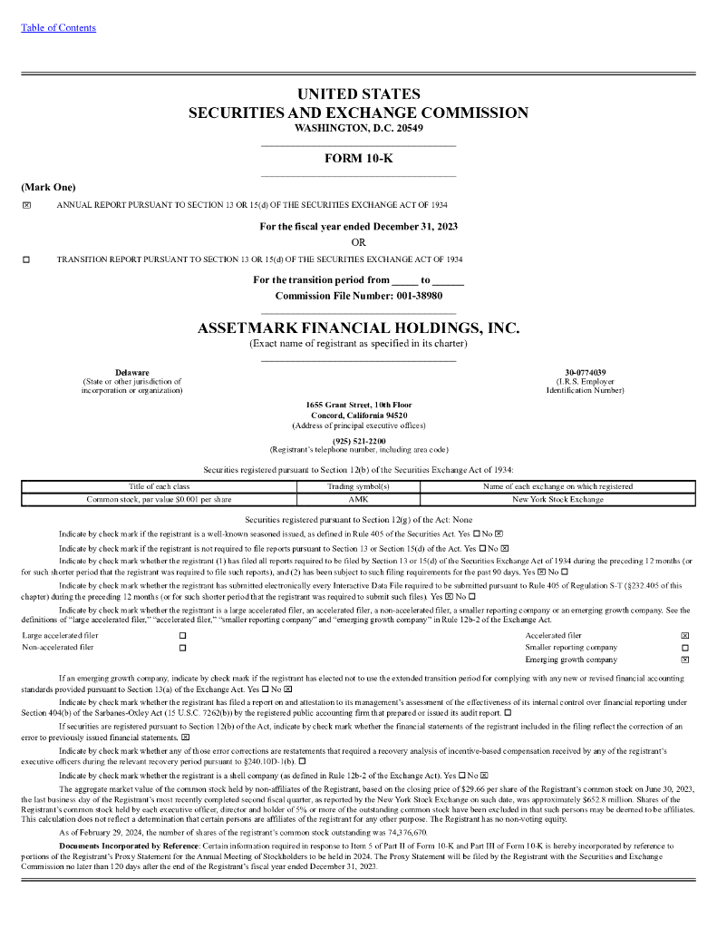 AssetMark Financial Holdings, Inc.（AMK）2023财年年度报告（英文版）