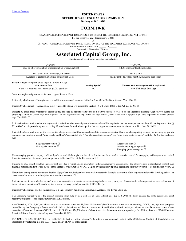 Associated Capital Group, Inc.（AC）2023财年年度报告（英文版）