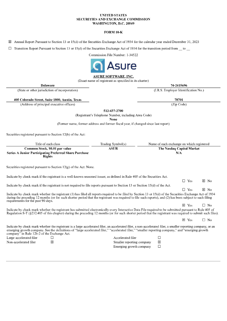 Asure Software（ASUR）2023财年年度报告（英文版）