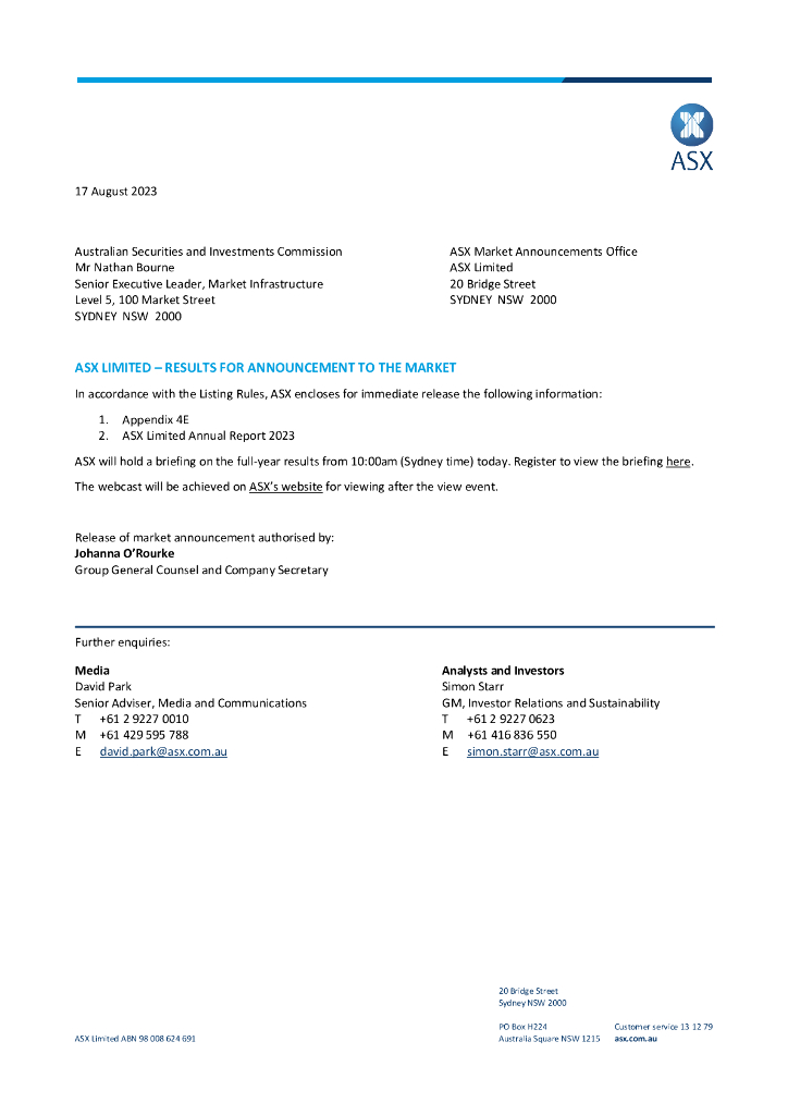 ASX Ltd（ASX）2023财年年度报告（英文版）
