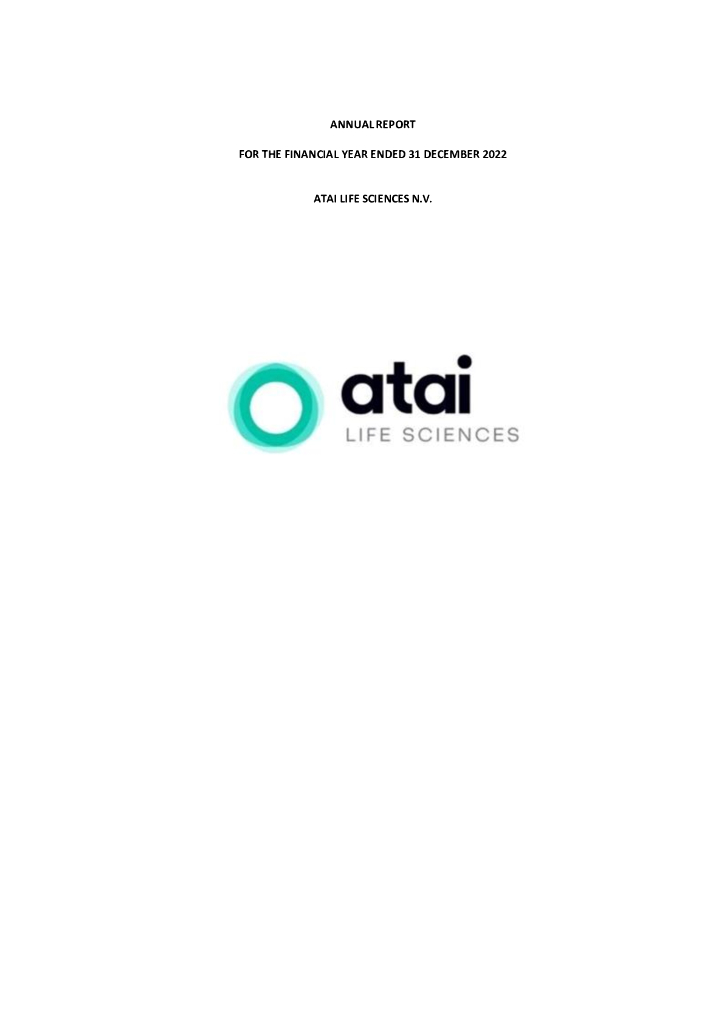 Atai Life Sciences N.V.（ATAI）2022财年年度报告（英文版）
