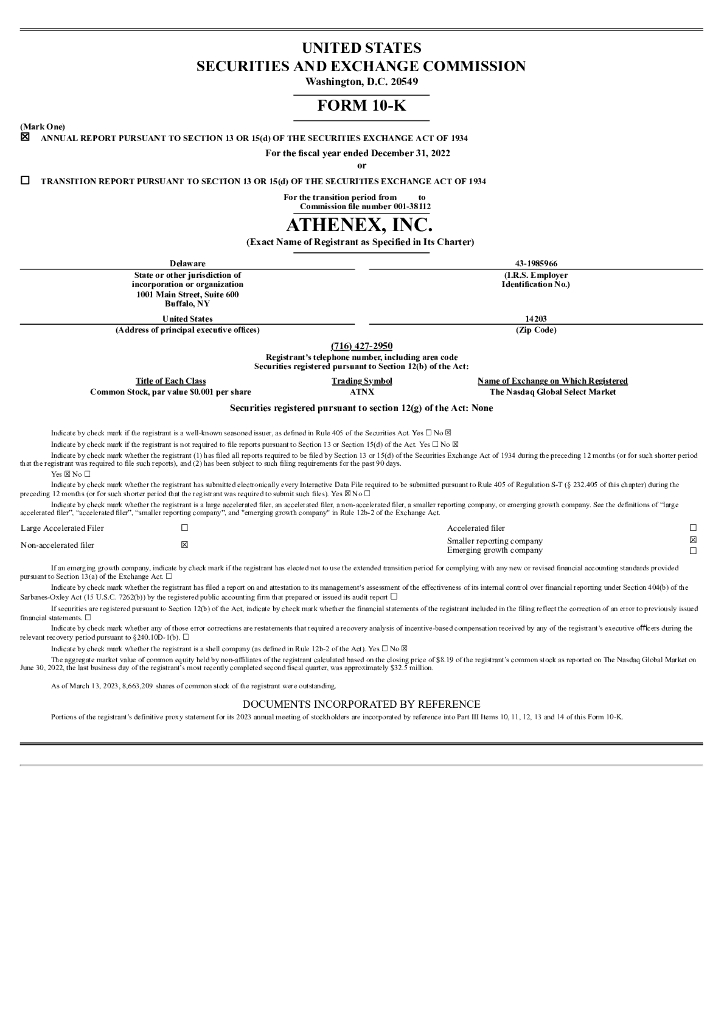 Athenex, Inc.（ATNX）2022财年年度报告（英文版）