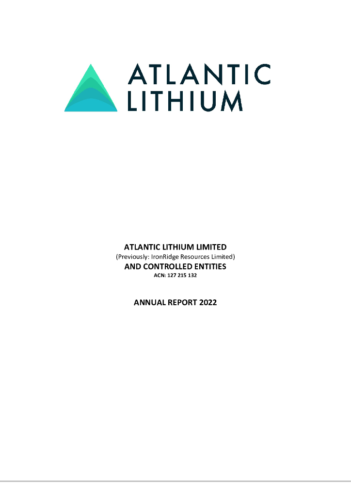 Atlantic Lithium Limited（ALL）2022财年年度报告（英文版）