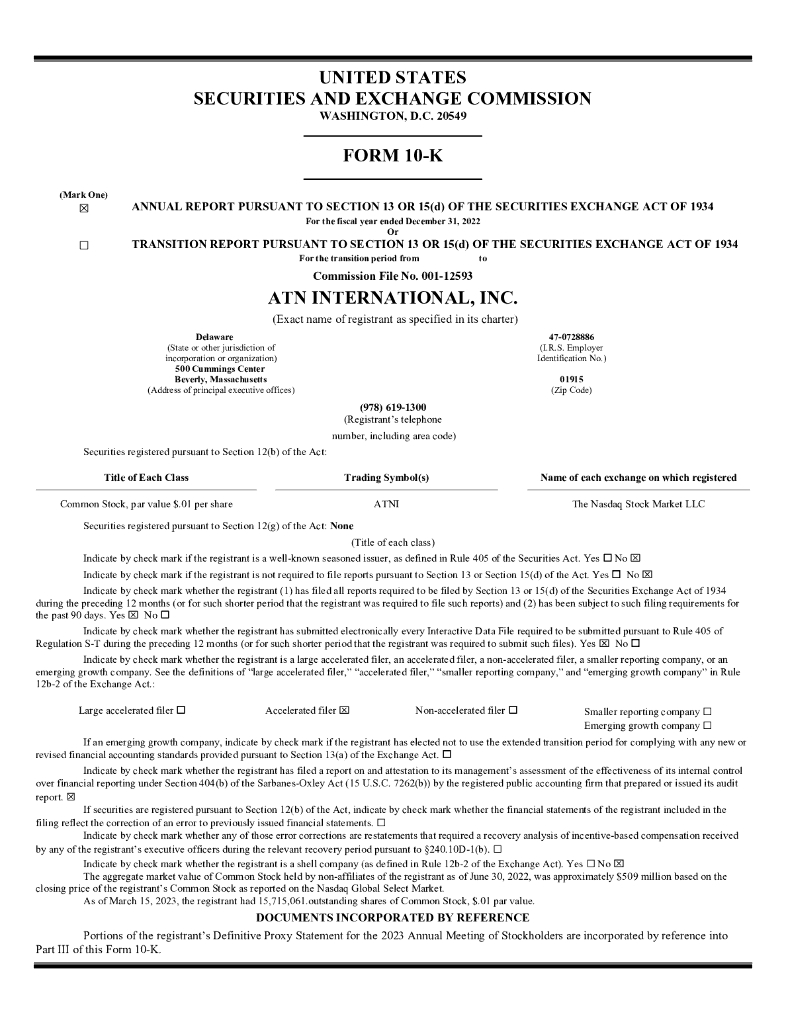 Atlantic Tele-Network Inc.（ATNI）2022财年年度报告（英文版）