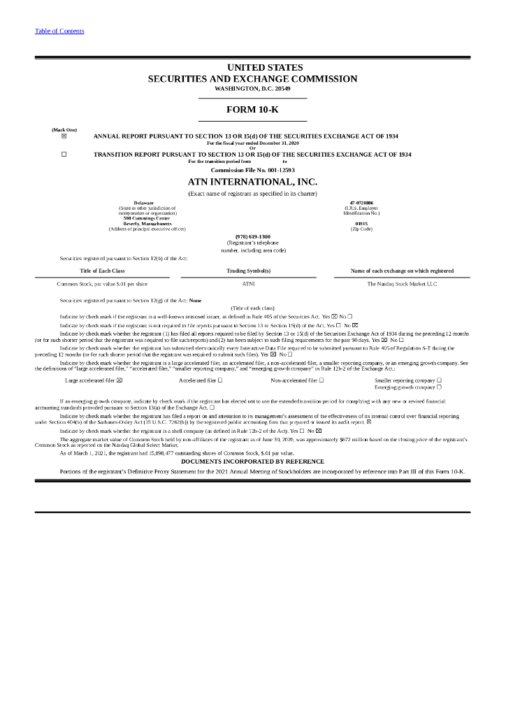 Atlantic Tele-Network Inc.（ATNI）2020财年年度报告（英文版）