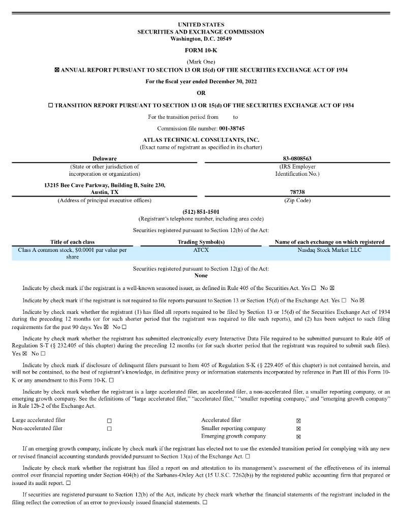 Atlas Technical Consultants, Inc.（ATCX）2022财年年度报告（英文版）