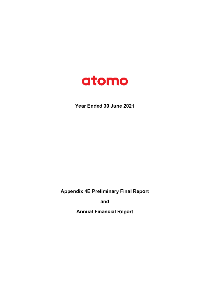 Atomo Diagnostics（AT1）2021财年年度报告（英文版）