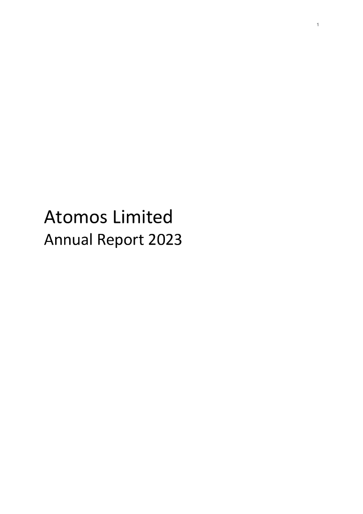 Atomos Limited（AMS）2023财年年度报告（英文版）