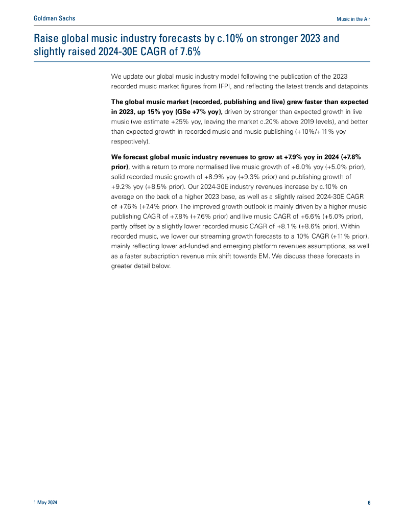 高盛：2024空中音乐报告：关注货币化、新兴市场和人工智能; 更新全球音乐产业预测（英文版）_第7页