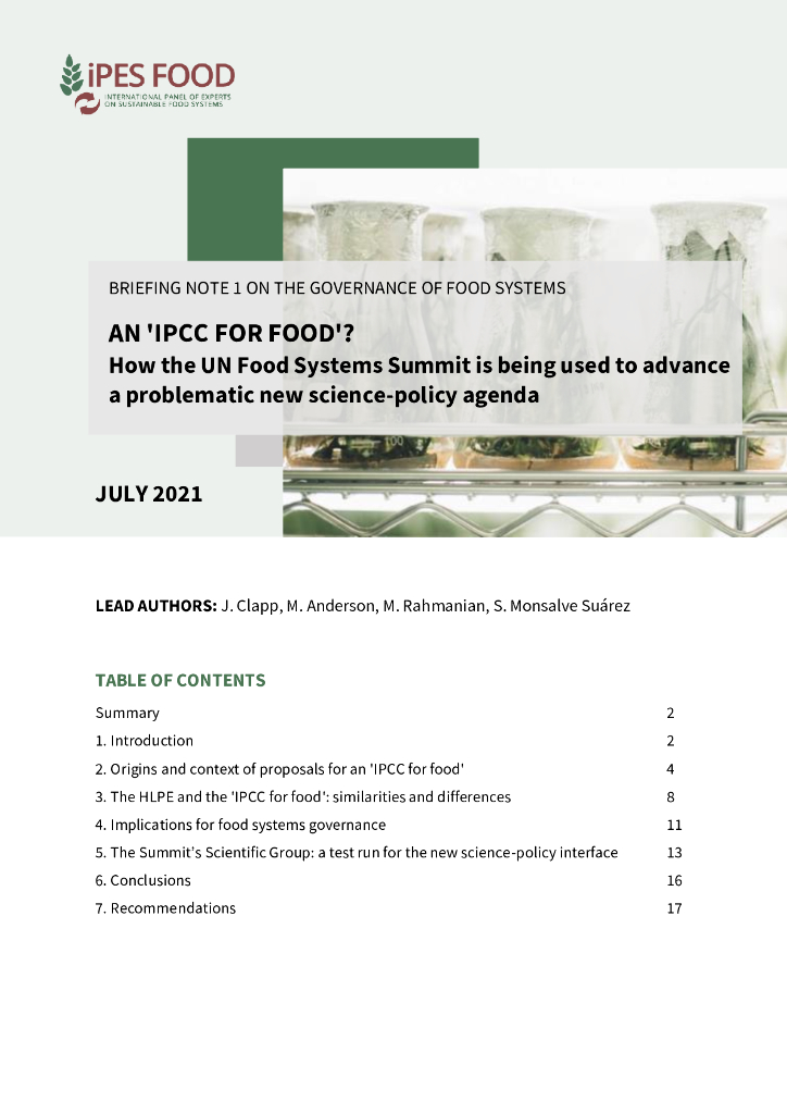 iPES FOOD：2021政府间气候变化专门委员会食品白皮书（英文版）