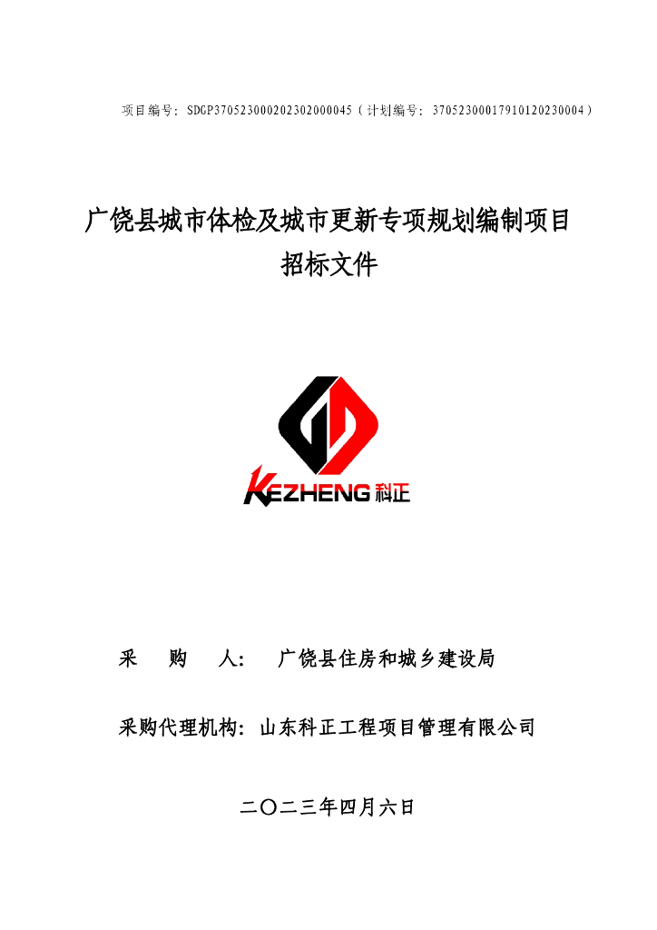 广饶县城市体检及城市更新专项规划编制项目招标文件