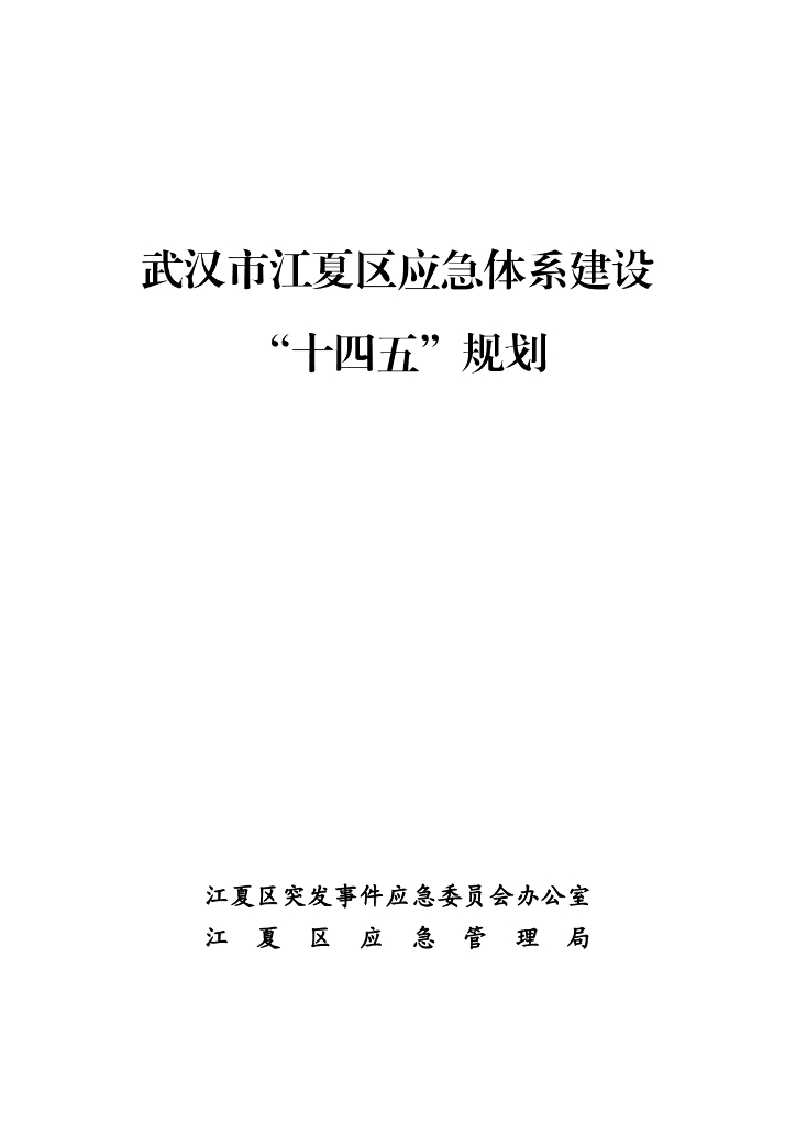 武汉市江夏区应急体系建设“十四五”规划