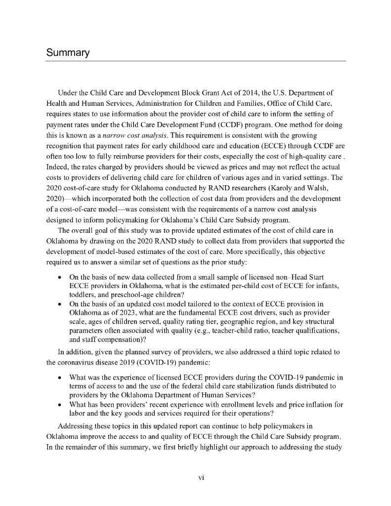 Rand兰德：2024俄克拉荷马州优质幼儿保育和教育成本的最新估计报告（英文版）_第6页