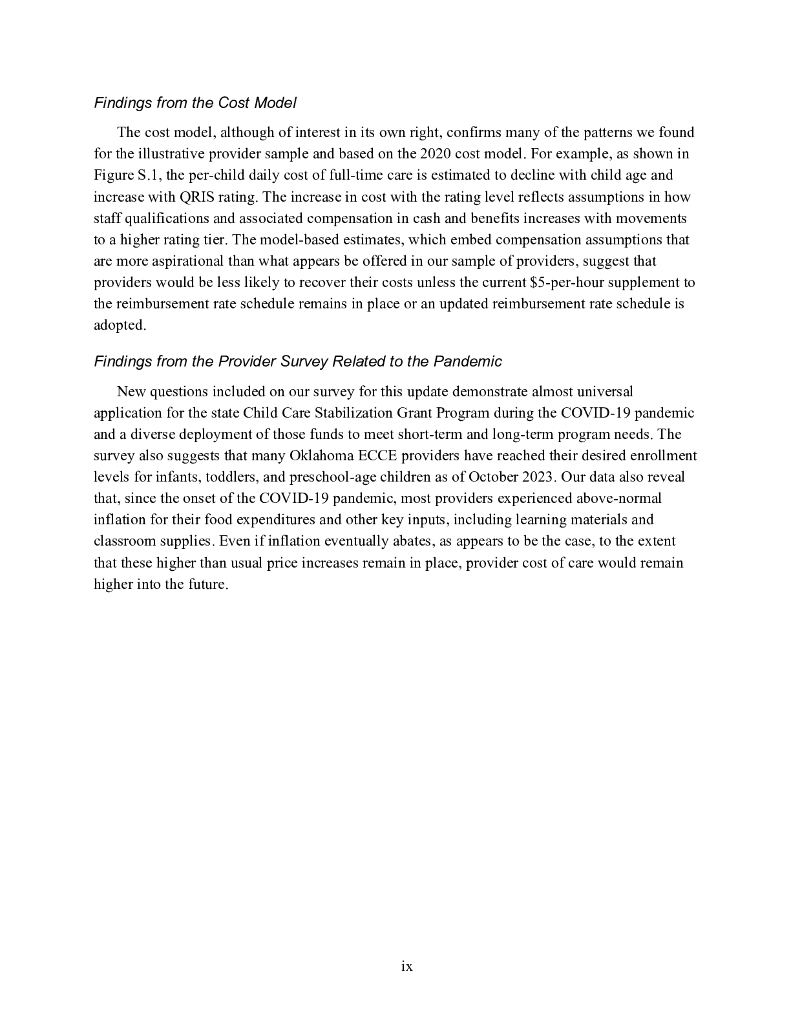 Rand兰德：2024俄克拉荷马州优质幼儿保育和教育成本的最新估计报告（英文版）_第9页