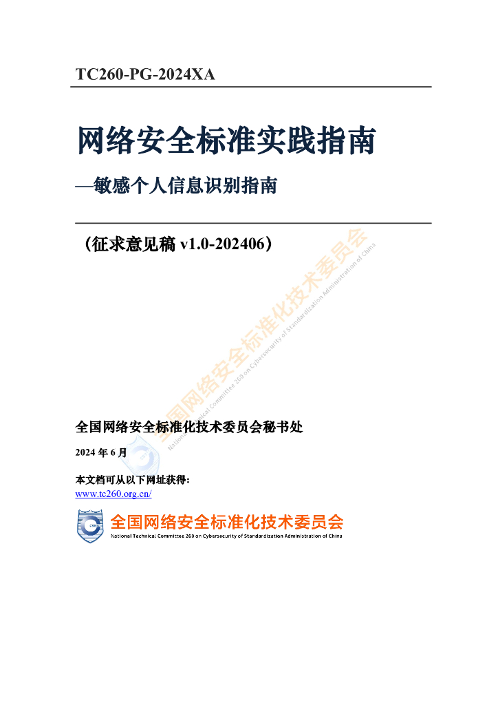 TC260-PG-2024XA 网络安全标准实践指南——敏感个人信息识别指南