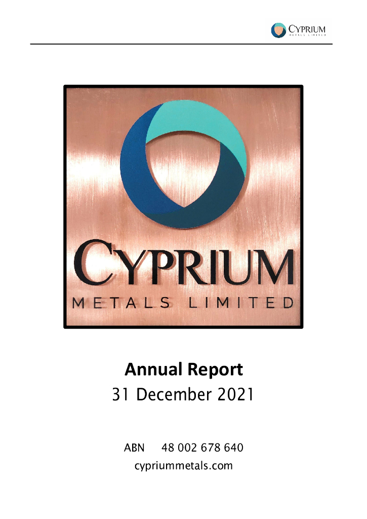 Cyprium Metals Limited（CYM）2021财年年度报告（英文版）
