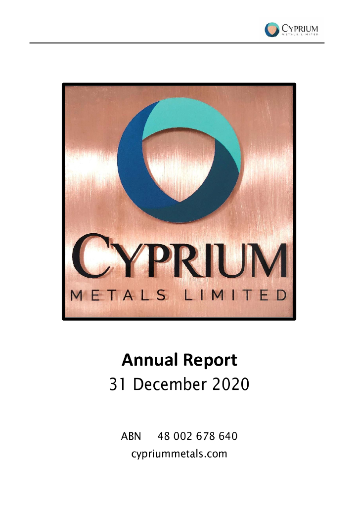 Cyprium Metals Limited（CYM）2020财年年度报告（英文版）