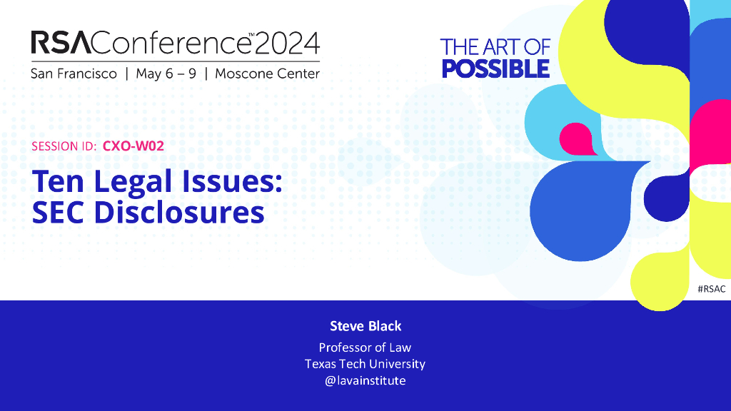 2024_USA24_CXO W02_01：Ten Legal Issues SEC Disclosures