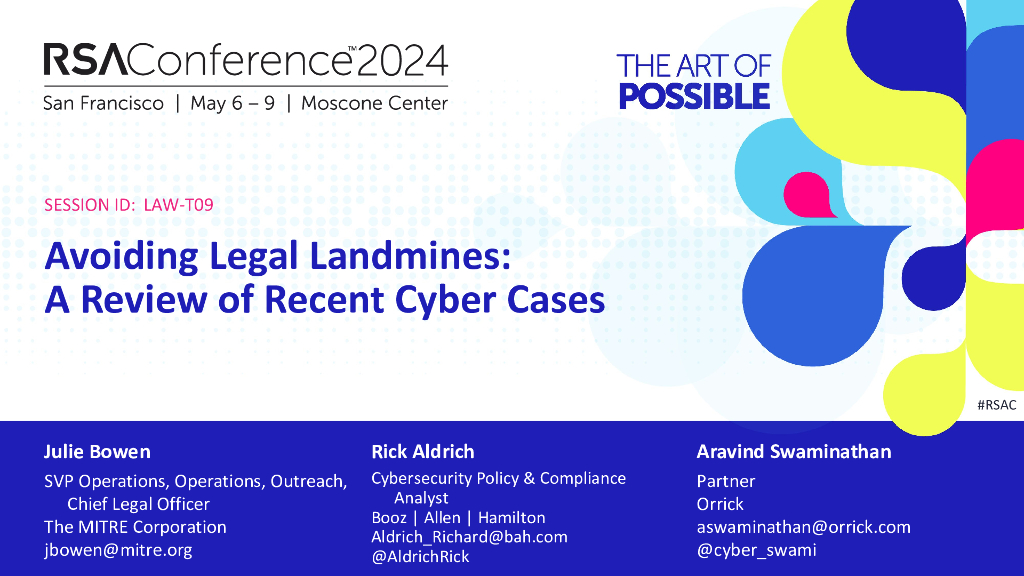 2024_USA24_LAW T09_01：Avoiding Legal Landmines A Review of Recent Cyber Cases