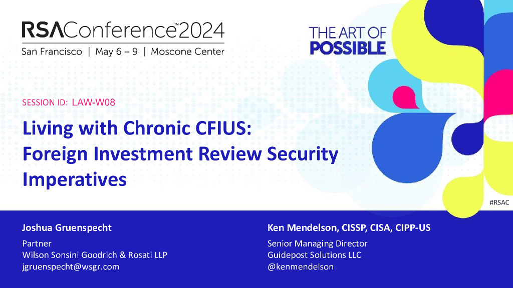 2024_USA24_LAW W08_01：Living with Chronic CFIUS Foreign Investment Review Security Imperatives