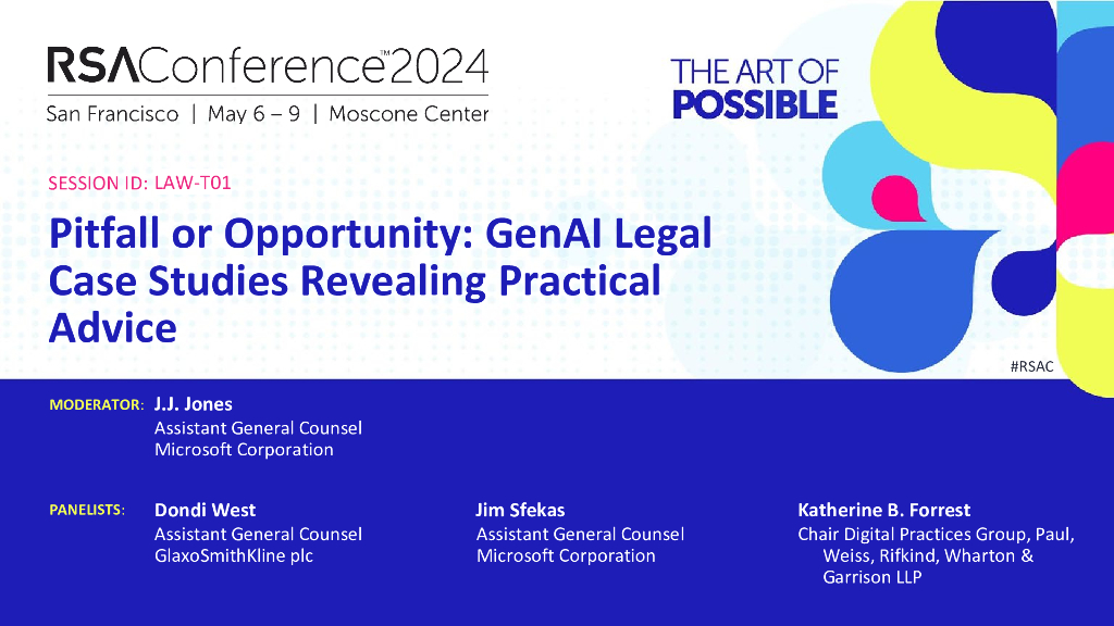2024_USA24_LAW T01_01：Pitfall or Opportunity GenAI Legal Case Studies Revealing Practical Advice