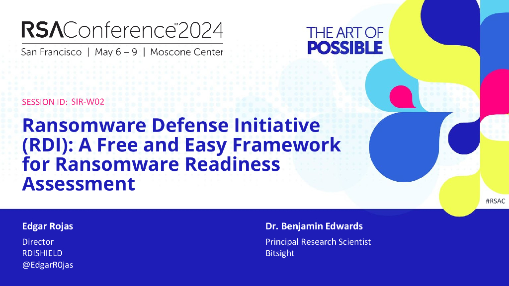 2024_USA24_SIR W02_01：RDI A Free and Easy Framework for Ransomeware Readiness Assessment