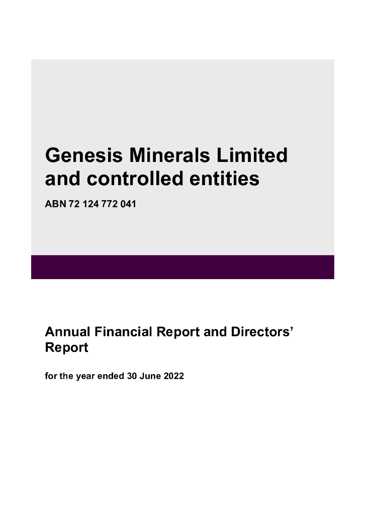 Genesis Minerals Limited（GMD）2022财年年度报告（英文版）