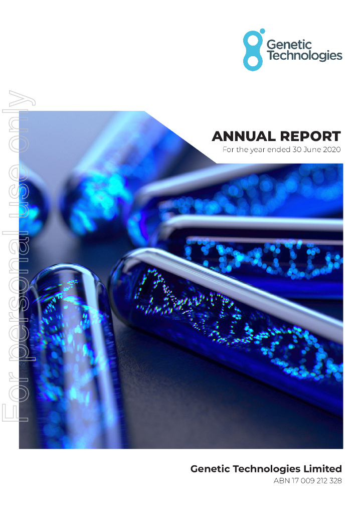 Genetic Technologies Ltd（GENE）2020财年年度报告（英文版）