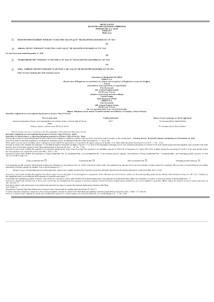 GENFIT S.A.（GNFT）2022财年年度报告（英文版）