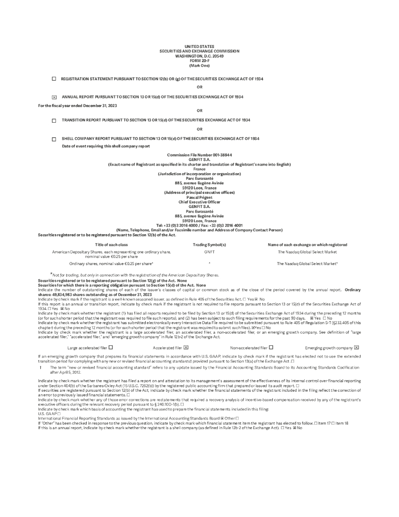 GENFIT S.A.（GNFT）2023财年年度报告（英文版）