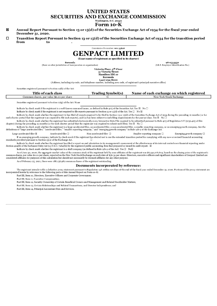 Genpact Ltd.（G）2020财年年度报告（英文版）