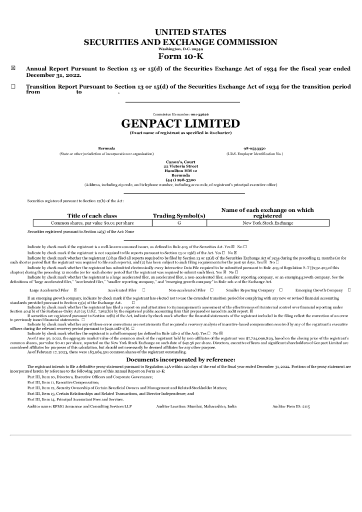 Genpact Ltd.（G）2022财年年度报告（英文版）