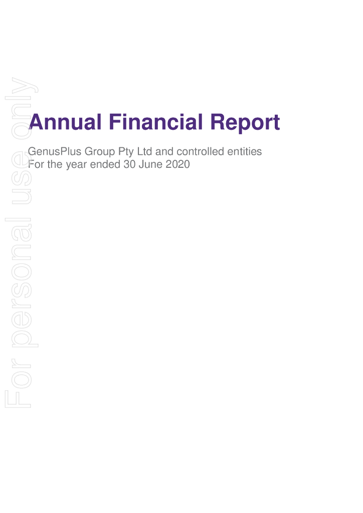 GenusPlus Group Limited（GNP）2020财年年度报告（英文版）